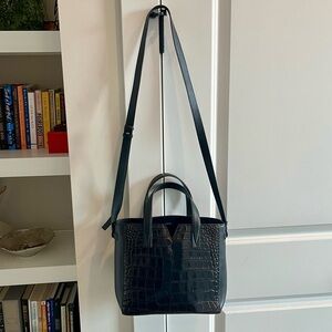 Vince Baby Signature V Croc Embossed Leather Tote